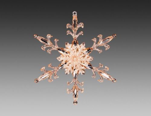 Снежинка "Зимняя лилия", акрил, прозрачный розово-золотой, 11х12.5 см, Holiday Classics
