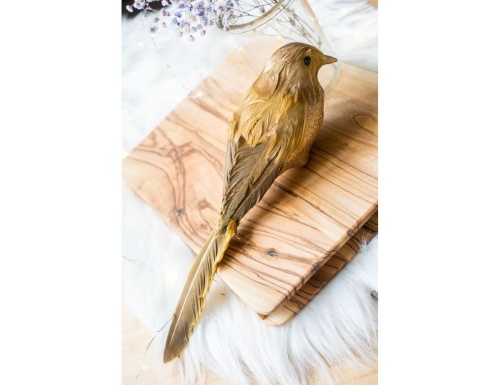 Украшение птичка ЗОЛОТАЯ АПОЛЛОНОВКА на клипсе, перо, золотая, 30 см, Kaemingk (Decoris) фото 4