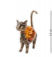 AM- 384 Фигурка "Кошка Гламур" (латунь, янтарь)