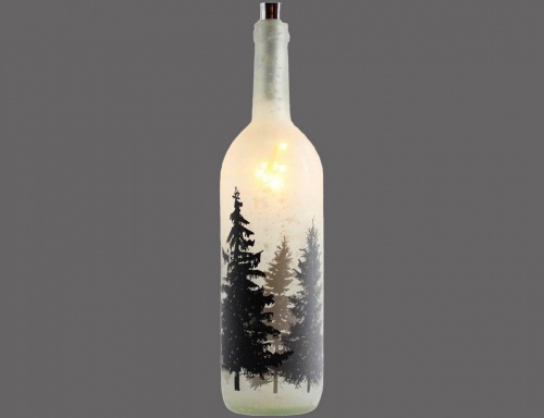 Новогодний светильник бутыль "Ёлочное волшебство", белый, 10 микро LED-огней, 9х35 см, батарейка, Peha Magic