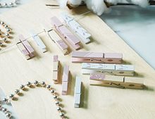 Декоративные прищепки ИСКОРКИ И ЗАЙЧИКИ, дерево, розовые, 5-8 см,12 шт, Koopman International