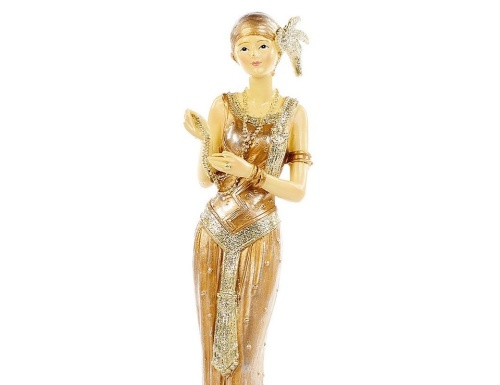 Декоративная статуэтка ГЭТСБИ-ШИК: ДАМА В ДЛИННЫХ БУСАХ, полистоун, золотой, 23 см, Goodwill фото 2