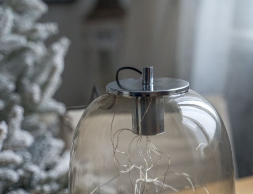 Гирлянда-крышка для банки или вазы  РОСА - КОНСКИЙ ХВОСТ, 80 тёплых белых микро LED-огней, диаметр металлической крышки 10 см, Kaemingk (Lumineo) фото 4