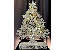 Новогодний светильник ЁЛОЧКА-СНЕЖИНКА, дерево, 8 теплых белых LED-огней, 39 см, на батарейках, STAR trading