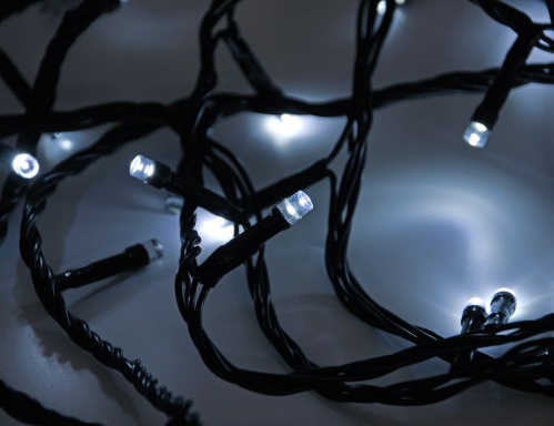 Мультифункциональная нить "Стринг лайт", 77 холодных белых LED-огней, 6,5+2 м, 24V, контроллер, уличная, черный провод, МАЯК LED Lighting фото 2