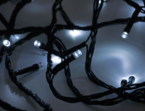 Мультифункциональная нить "Стринг лайт", 77 холодных белых LED-огней, 6,5+2 м, 24V, контроллер, уличная, черный провод, МАЯК LED Lighting фото 4