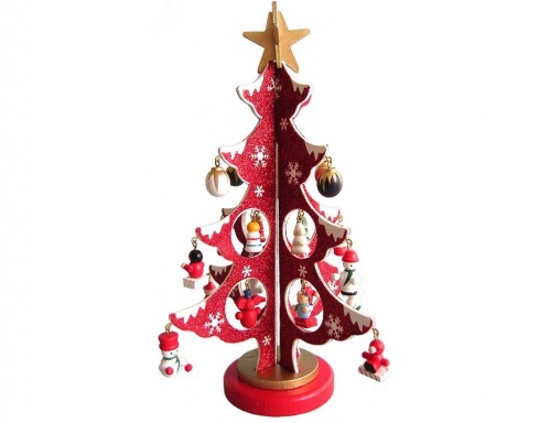 Сувенирная елка с игрушками Нарядная 26 см красная (Breitner) фото 2