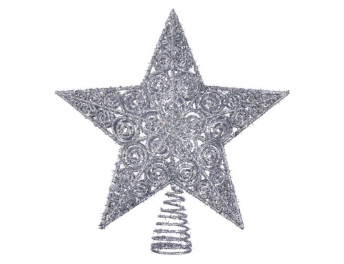 Ёлочная верхушка "Кружевная звезда", серебряная, 30 см, Kurts Adler