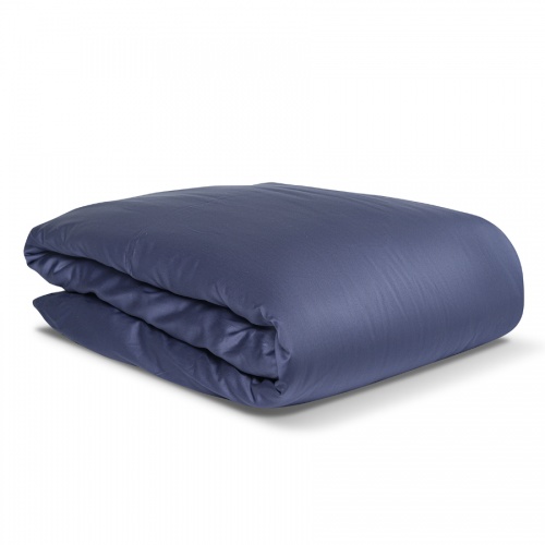 Комплект постельного белья полутораспальный из сатина темно-синего цвета из коллекции essential фото 8