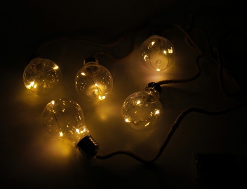 Ретро гирлянда-гроздь "Чарминг лайт", 5 ламп, 15 тёплых белых микро LED-огней, 70 см, батарейки, Koopman International фото 4