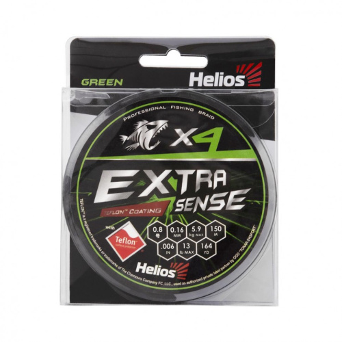 Шнур плетеный Helios Extrasense X4 PE, 150м Green HS-ES-X4 фото 2