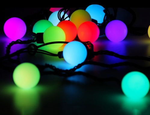 Светодиодная гирлянда "Большие" шарики, 20 RGB LED, 5+1.5 м, коннектор, черный провод, уличная, Rich LED фото 3