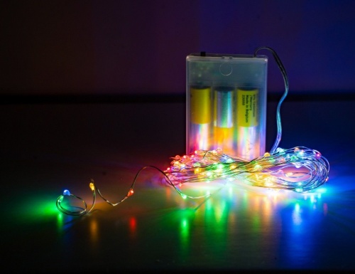 Гирлянда "Светлячки", LED-огни, серебристый провод, батарейки, Koopman International фото 2