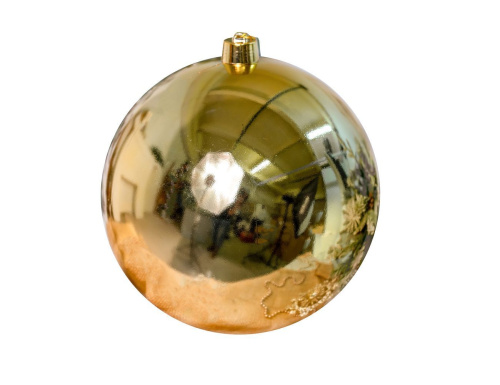 Пластиковый шар, глянцевый, золотой, 400 мм, Winter Deco фото 2