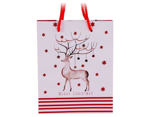 Подарочный пакет CHRISTMAS CHARM (с оленем), бело-красная гамма, Due Esse Christmas фото 2