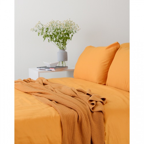 Комплект постельного белья двуспальный из сатина цвета шафрана из коллекции wild фото 3