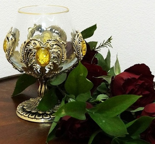 Набор из двух бокалов для коньяка с искусственным камнем (Янтарь желтый) деревянная шкатулка фото 18