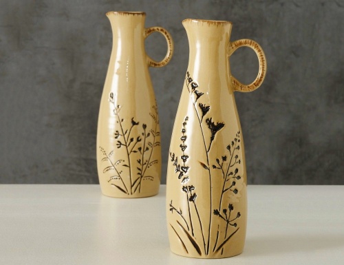 Узкая ваза-кувшин БОТАНИКО с веточками, фарфоровая, 20 см, Boltze фото 4