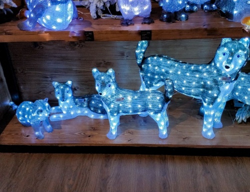 Светящаяся фигура Собака "Хаски", акрил, 80 холодных белых LED-огней, 49x28x49 см, уличная, Kaemingk фото 3