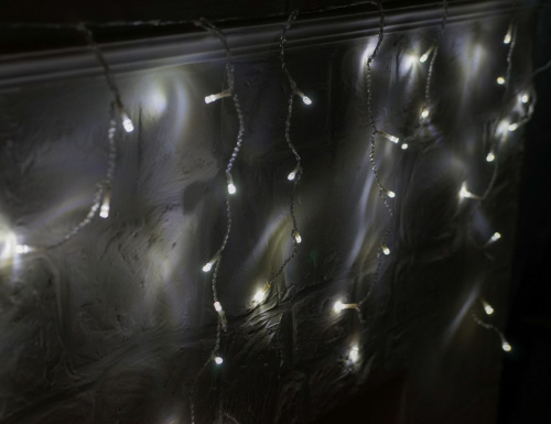 Электрогирлянда БАХРОМА ICICLE, 100 холодных/тёплых белых LED-огней, прозрачный ПВХ, 2х0.7+3 м, пульт, SNOWHOUSE фото 5