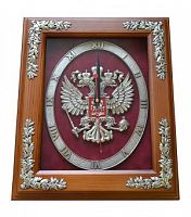 Часы в деревянной раме Герб России, ЧД-01