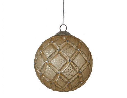 Винтажный ёлочный шар "Фландрия", стекло, золотой, 10 см, Edelman, Noel (Katherine's style)