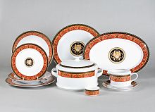 Столовый сервиз Leander "Версаче на 6 персон Сабина", 25 предметов, красный-белый