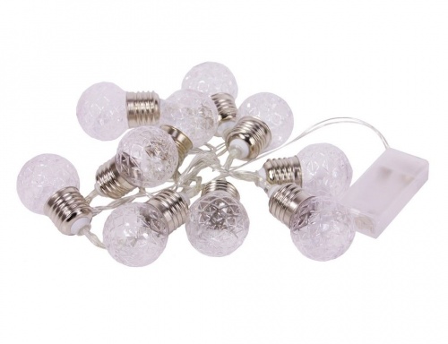 Электрогирлянда "Ретро лампы - элегантное рифление", 10 тёплых белых LED-огней, 1.5+0.3 м, прозрачный провод, батарейки, Koopman International фото 4