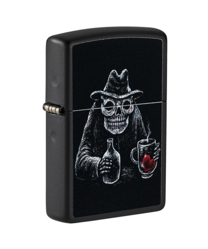 Зажигалка Zippo Bar Skull Design, покрытие Black Matte, латунь/сталь, чёрная, матовая