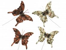 Набор бабочек "Вечерние феи", на проволоке, перо, 12х14 см (упаковка 2 шт.), разные модели, Kaemingk