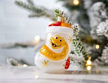 Ёлочная игрушка ЗМЕЙКА ЧИМИ - ХОХОТУШКА, стекло, золотая, 85 мм, Елочка