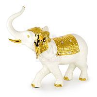 GIARDINO Статуэтка слон 40х25хН37 см, керамика, цвет белый, декор золото, swarovski