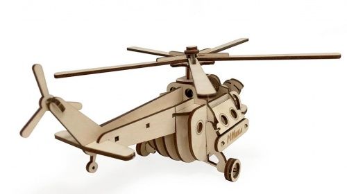 Конструктор 3D деревянный подвижный Lemmo Вертолет "МИшка" фото 2