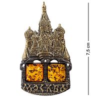 AM-1106 Магнит «Храм Василия Блаженного» (латунь, янтарь)
