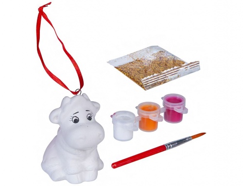 Набор для творчества "- ёлочная игрушка - коровка" в подарочной сумочке, керамика, 8 см., Bondibon фото 2