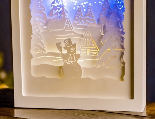 Светящаяся объёмная декорация  "Морозная красота - избушка", 16 тёплых белых и голубых LED-огней, 22х30 см, таймер, батарейки, Kaemingk фото 5