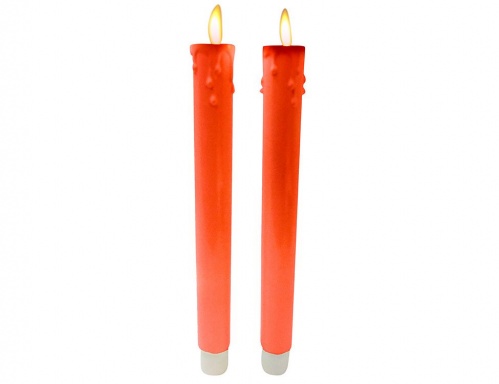 Свечи столовые "Элит", красные, тёплые белые LED-огни колышущиеся, набор 2 шт., 20 см, Peha Magic