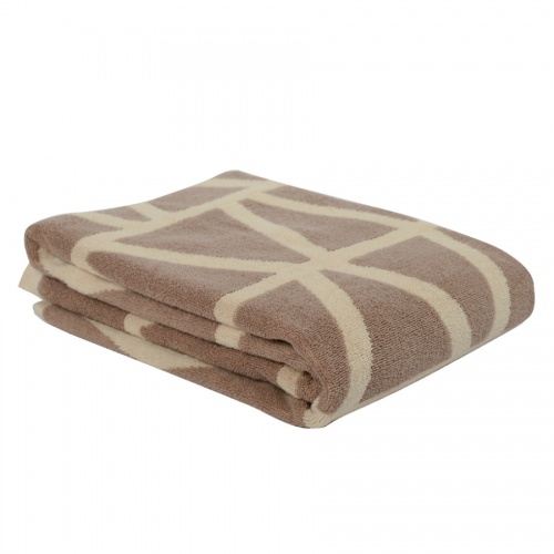 Жаккардовое банное полотенце с авторским дизайном Geometry коричнево-бежевого цвета из коллекции Wil