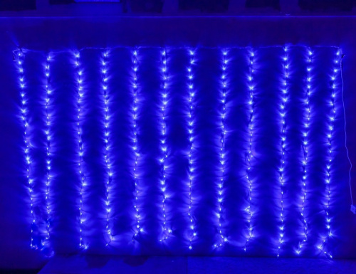Светодиодный занавес Водопад, 3*2 м, 336 синих LED ламп, прозрачный СИЛИКОН+ПВХ, соединяемый, контроллер, IP54, Rich LED фото 4