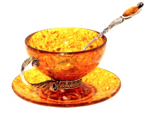 Чайный набор из янтаря с ложкой, 3302 фото 4