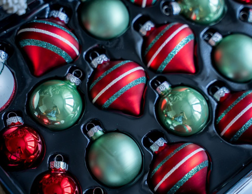 Набор стеклянных шаров Christmas Candy: Wonderful Time, красный, белый и зелёный, 4-6 см, 20 шт., Winter Deco фото 5