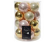 Набор стеклянных шаров Коллекция "Утончённое кокетство", глянцевые и эмаль, Kaemingk