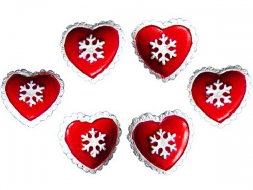 Набор для декорирования "Новогодние сердечки" на липучках, полистоун, 3 см, (6 шт.), Breitner фото 2