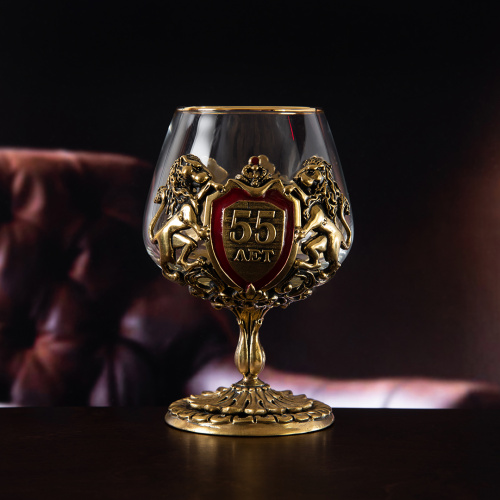 Бокалы - "Royal Crystal Elegance" - Бокал для коньяка "Юбилейный 55 лет кристалл/латунь фото 3