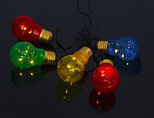 Электрогирлянда GLOW, 5 разноцветных ламп, 1 м, таймер, батарейки, уличная, STAR trading