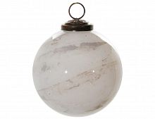 Набор винтажных ёлочных шаров "Снежный мрамор", стекло, белый, (6 шт.), SHISHI