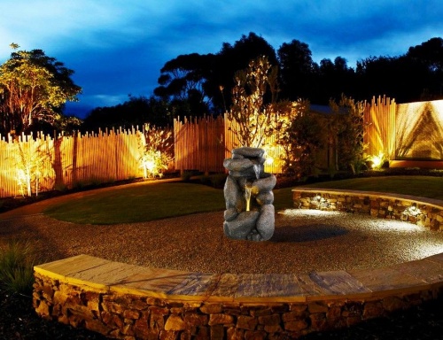 Декоративный садовый фонтан-каскад "Шарм роше", искусственный камень, тёплая белая LED-подсветка, 53 см, Kaemingk (Lumineo) фото 2