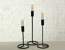 Подсвечники под одну свечу "Файо", металлические, чёрные, 20-32 см (3 шт.), Boltze