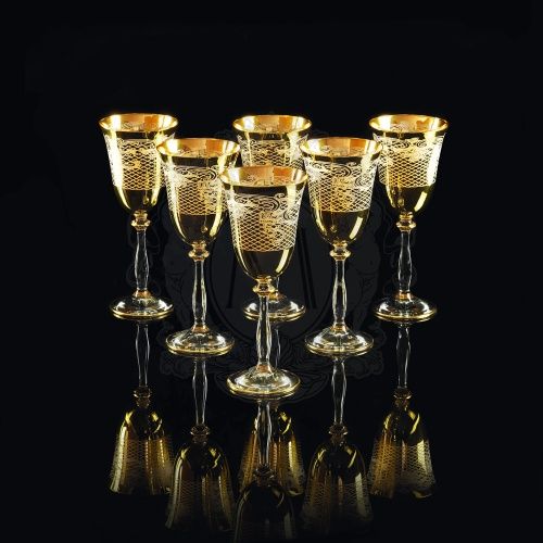 VITTORIA Бокал для вина/воды, набор 6 шт, хрусталь/декор золото 24К фото 2