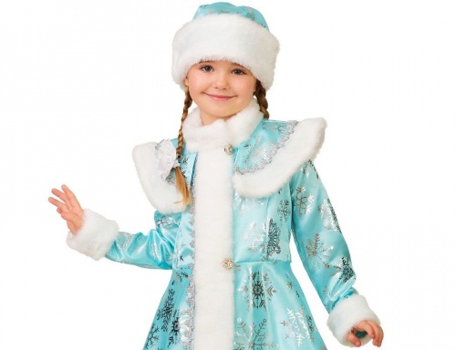 Карнавальный костюм снегурочки Снежинка, бирюзовый, рост 146 см, Батик фото 2